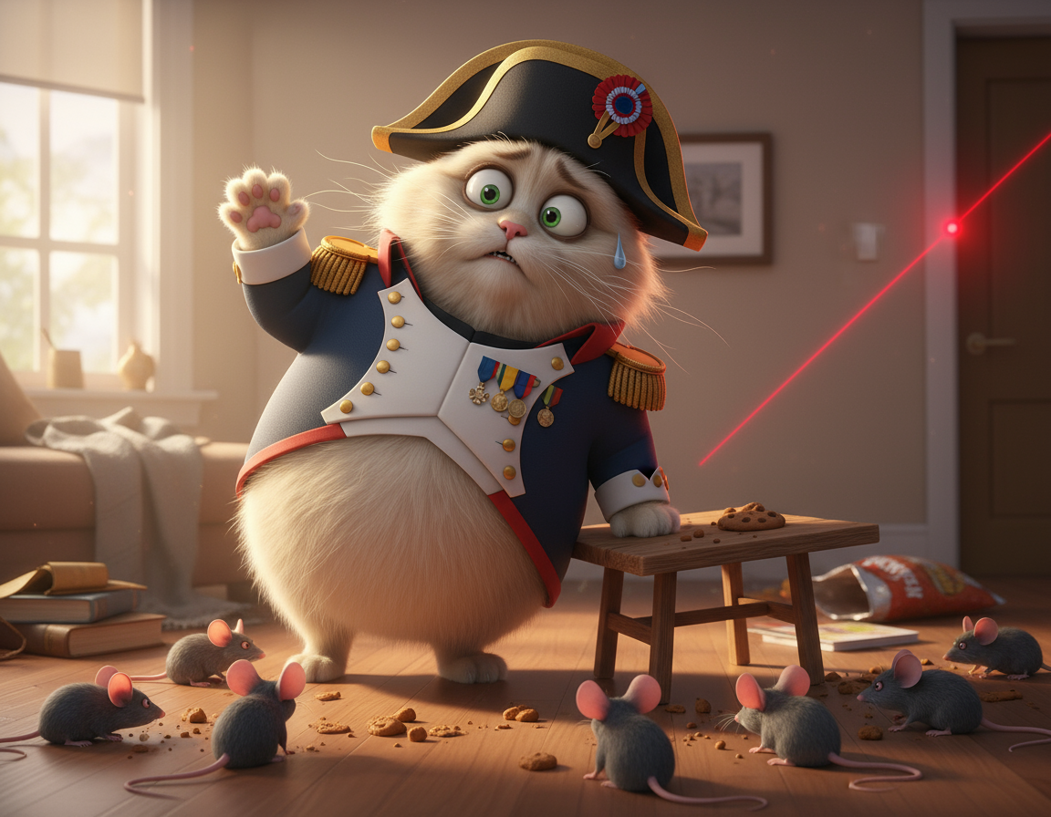 Example: "Silly cat as Napoleon"